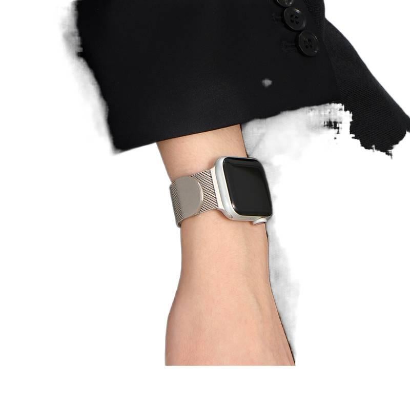 QX سوار ساعة ذكية سوار معدني من الستانلس ستيل متوافق مع Apple Watch / SE بملاءمة قابلة للتعديل وحزام بديل بتصميم معدني أنيق باللون فضي قابل للتعديل باللون الفضي - Image 2