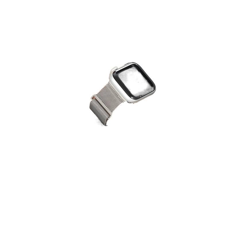 QX سوار ساعة ذكية سوار معدني من الستانلس ستيل متوافق مع Apple Watch / SE بملاءمة قابلة للتعديل وحزام بديل بتصميم معدني أنيق باللون فضي قابل للتعديل باللون الفضي - Image 4