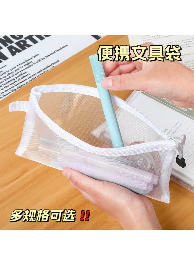 Autonomy Transparent Creative Pencil Case Simple Stationery Bag Cosmetic Bag And Korean Style Exam Bag Double-layer Mesh Bag Material Storage Bag - Image 2