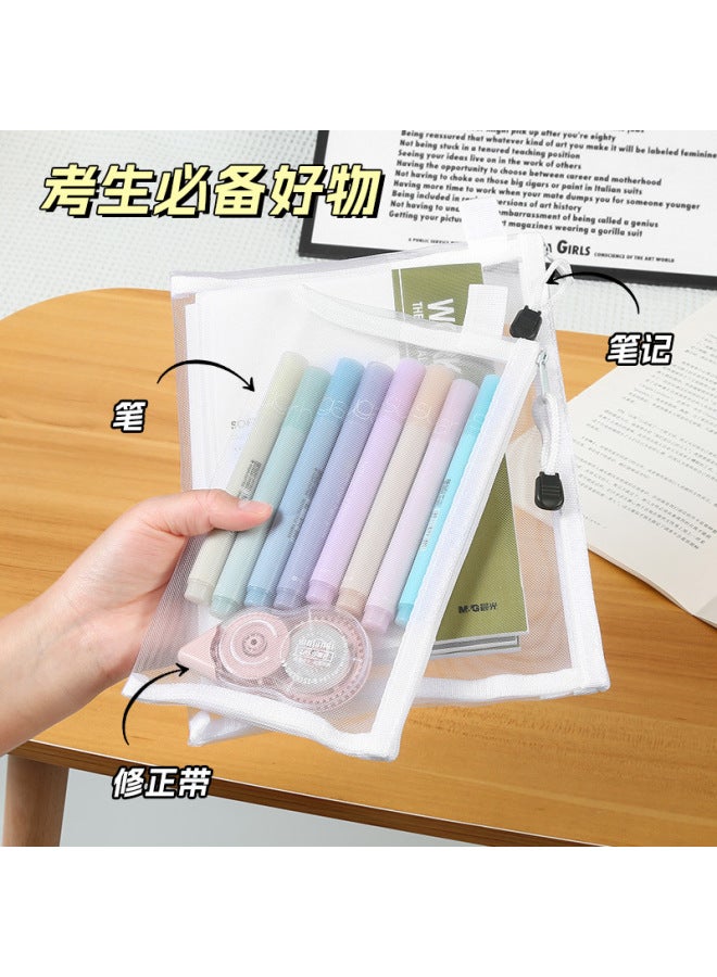 Autonomy Transparent Creative Pencil Case Simple Stationery Bag Cosmetic Bag And Korean Style Exam Bag Double-layer Mesh Bag Material Storage Bag - Image 4