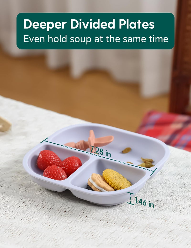 BABELIO Powerful Suction Plates for Baby and Toddler, 100% Food Grand Silicone, Divided, BPA Free, Microwave & Dishwasher Safe, Stay Put, 3 Pack - Image 5