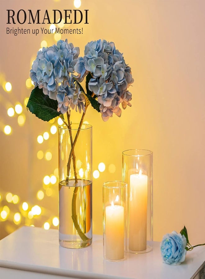 AKDC Hurricane Candle Holders Glass Vases For Centerpieces - Set Of 6 Clear Cylinder Vases For Flowers, Pillar Candles, Floating Votive Wedding Table Centerpiece Home Decor 6''/7.8''/10'' High - Image 4
