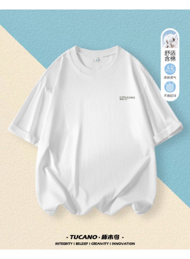 Tucano تي شيرت أبيض للرجال صيفي بأكمام قصيرة تصميم فضفاض أسلوب كاجوال بسيط للرجال الشباب للارتداء اليومي تي أساسي للرجال - Image 1