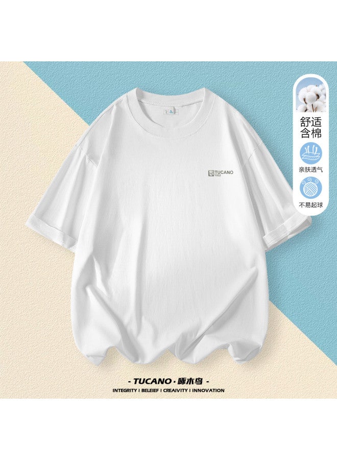 Tucano تي شيرت أبيض للرجال صيفي بأكمام قصيرة تصميم فضفاض أسلوب كاجوال بسيط للرجال الشباب للارتداء اليومي تي أساسي للرجال - Image 2