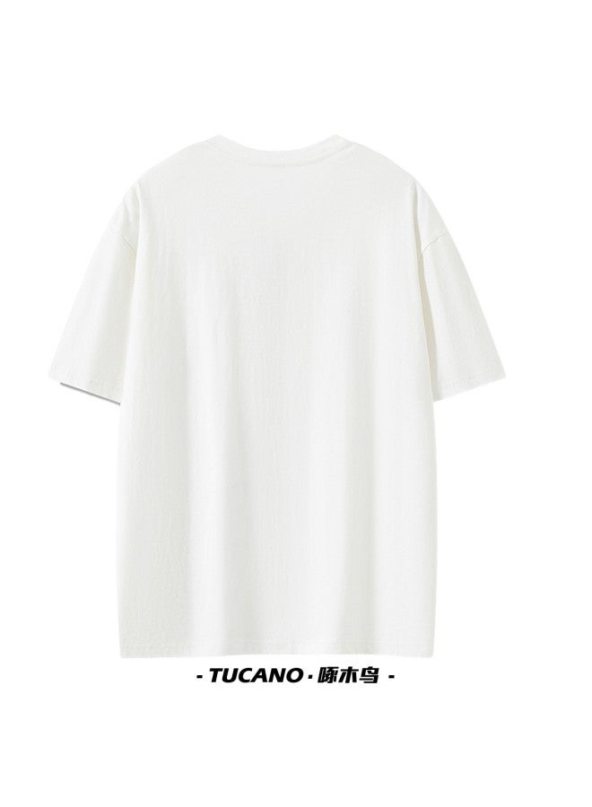 Tucano تي شيرت أبيض للرجال صيفي بأكمام قصيرة تصميم فضفاض أسلوب كاجوال بسيط للرجال الشباب للارتداء اليومي تي أساسي للرجال - Image 3