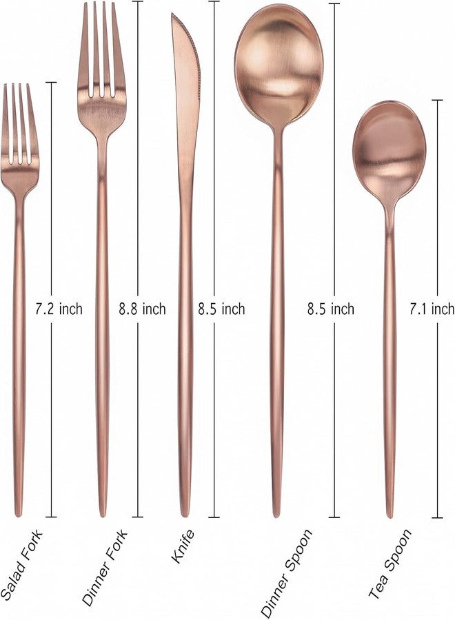 MAPPLE CREATION Luxury Rose Gold Matte Finish, Service for 1 Stainless Steel Satin Finish Flatware Kitchen Utensil Set, Tableware Cutlery Set for Home and Restaurant - Image 2