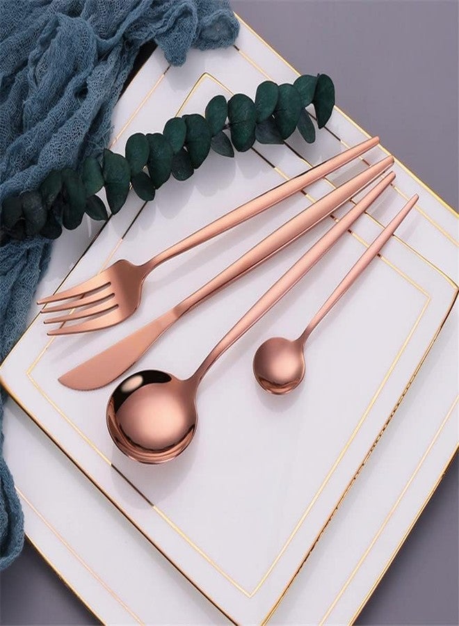 MAPPLE CREATION Luxury Rose Gold Matte Finish, Service for 1 Stainless Steel Satin Finish Flatware Kitchen Utensil Set, Tableware Cutlery Set for Home and Restaurant - Image 1