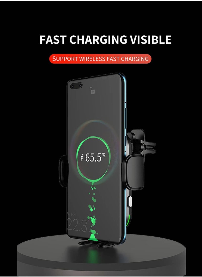 SYOSI Car Phone Mount with Wireless Charger, 15W Qi Fast Charging, Auto-Clamping Car Charger for iPhone, Samsung  - Image 2