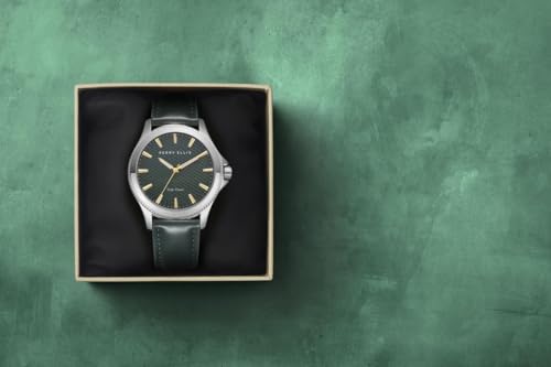 Perry Ellis Solar Powered Mens Watch Vegan Leather WaterResistant Analog Wrist Watches for Men 41mm Case Relojes para Hombres Elegant Gift for Man Green - Image 3