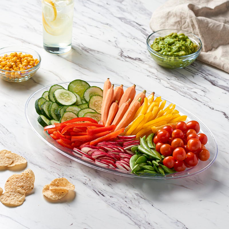 PLASTICPRO صواني تقديم بلاستيكية Oval من بلاستيك برو - أطباق تقديم Oval 11 × 16 طبق حفلات قابل للتصرف شفاف Pack of 4 - Image 3