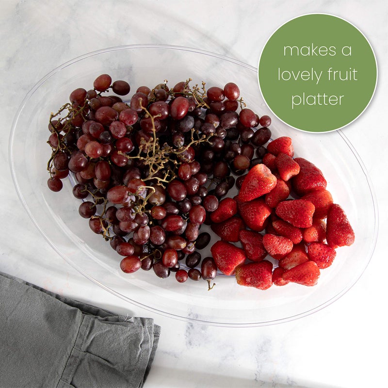 PLASTICPRO صواني تقديم بلاستيكية Oval من بلاستيك برو - أطباق تقديم Oval 11 × 16 طبق حفلات قابل للتصرف شفاف Pack of 4 - Image 5