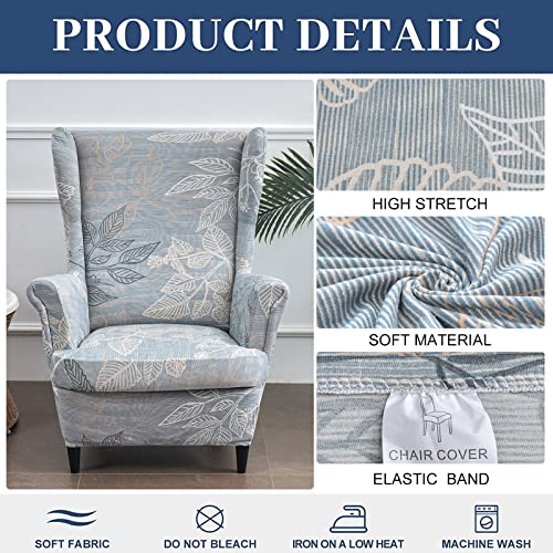 HAOYONG Stretch Wing Chair Cover Set Ottoman Slipcover 2 Pieces Wingback Chair Slipcover and and 1 Piece Rectangle Storage Stool Cover Removable Armchair Sofa Covers for Living Room Bedroom - Image 3