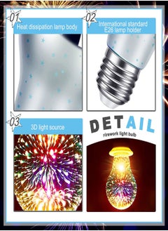 Y&D Firework Light Bulb, 3D Fireworks Effect LED Bulb Smart Bulbs Multicolor Decorative Ceiling for Party Bedroom Festival Home Disco, E27 4.5W, Home, Party, (2 PCS)  - Image 3