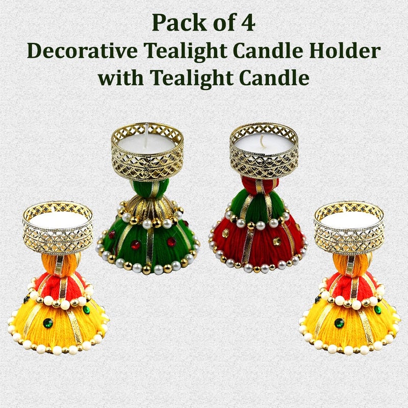 Saugat Traders Tea Light Candle Holder for Room Decor - Pooja Room - Diwali Decoration Diwali Gift for Corporate Client - Diwali Candles for Decoration for Home (Pack of 4) - Image 2