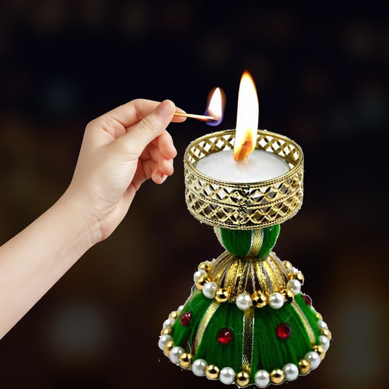 Saugat Traders Tea Light Candle Holder for Room Decor - Pooja Room - Diwali Decoration Diwali Gift for Corporate Client - Diwali Candles for Decoration for Home (Pack of 4) - Image 4