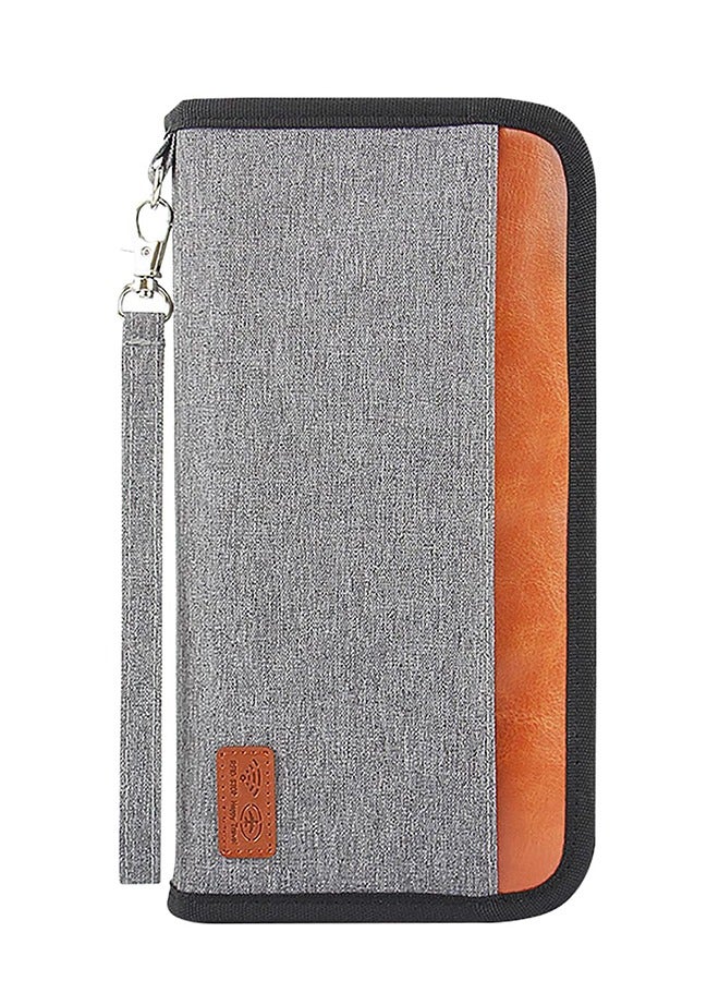 Ant Large Capacity Passport Holder Wallet, Family Travel Passport Card Bag ID Holder Zipper Closure, Removable Wristband RFID Blocking, Grey - Image 1