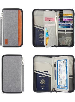 Ant Large Capacity Passport Holder Wallet, Family Travel Passport Card Bag ID Holder Zipper Closure, Removable Wristband RFID Blocking, Grey  - Image 5
