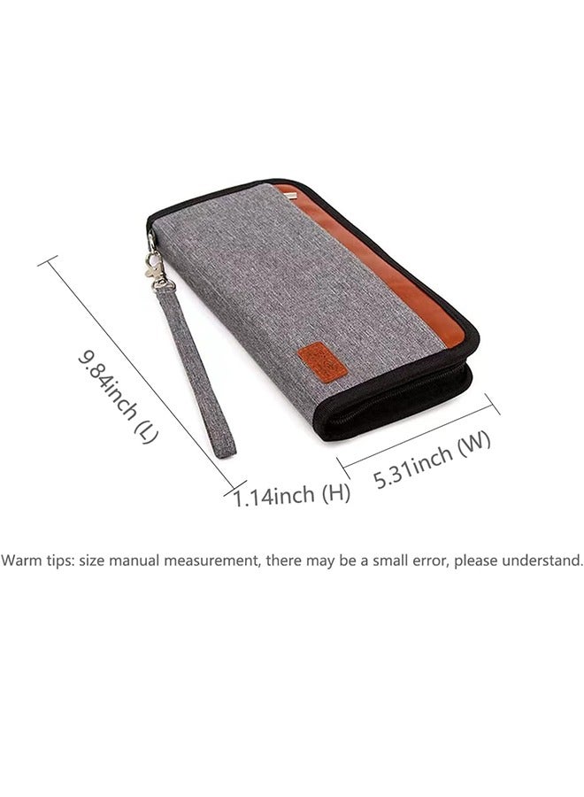 Ant Large Capacity Passport Holder Wallet, Family Travel Passport Card Bag ID Holder Zipper Closure, Removable Wristband RFID Blocking, Grey - Image 2