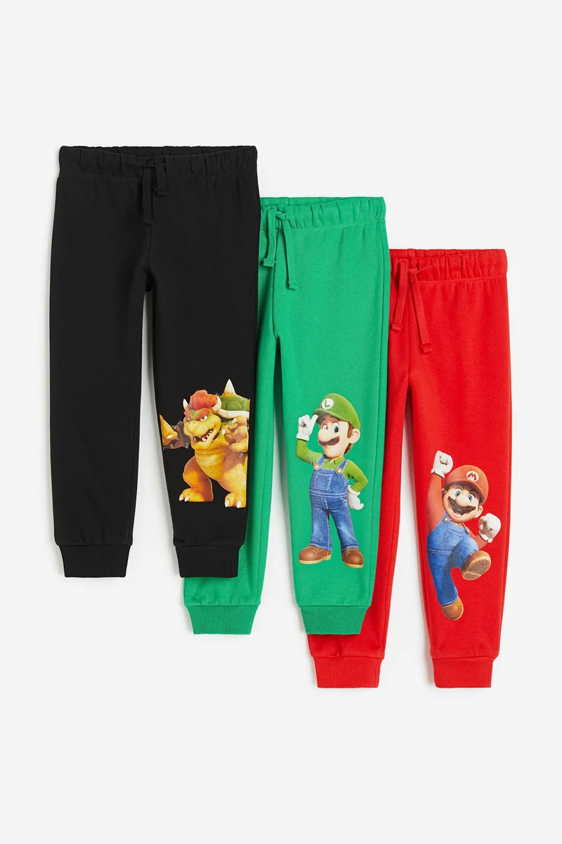 اتش اند ام بنطلون رياضي مزين بطبعة - عبوة 3 قطع