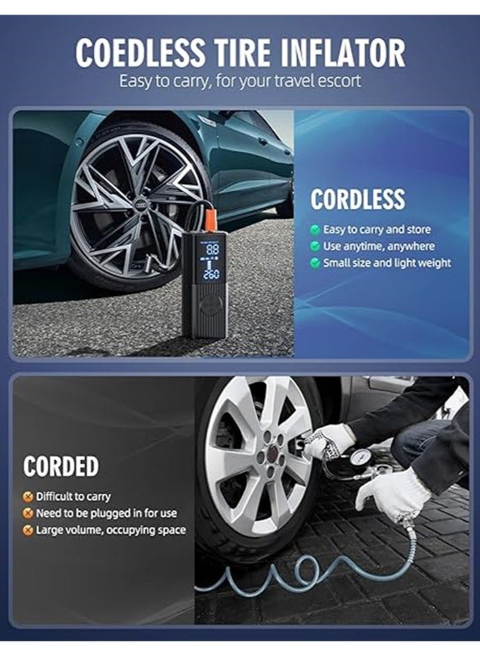 Generic Tire Inflator Portable Air Compressor-180PSI & 9000mAh Portable Air Pump, Accurate Pressure LCD Display, 3X Fast Inflation for Cars, Bikes & Motorcycle Tires, Balls  - Image 3