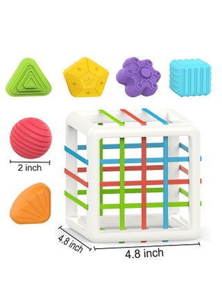 العاب مونتيسوري لعمر سنة واحدة، لعبة فرز الاطفال مكعب ملون و6 قطع اشكال متعددة الحواس، العاب تعليمية تنموية للاطفال الصغار هدايا عيد الميلاد، العاب اطفال 6-12-18 شهر - view 2
