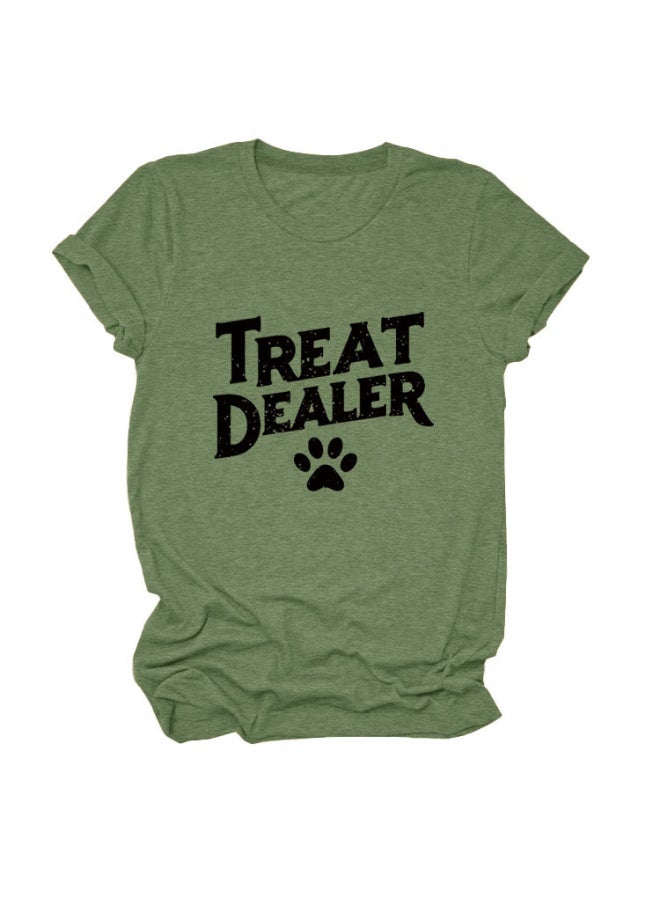 Treat Dealer T Shirt for Women Cute Dog Paw Print Graphic Tees Funny Dog Mom Shirt Puppy Lover Gifts Casual Tops - Image 1