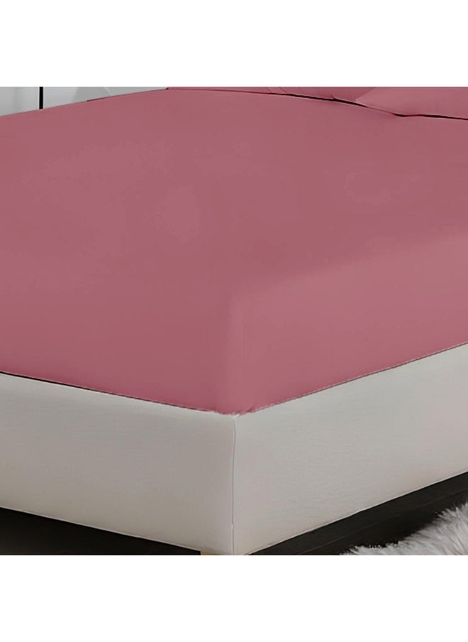 Rest - 3-Piece Mauve Plush 160X200+30Cm Fitted Bedsheet Set Includes 1 Deep Pocket Fitted Bedsheet And 2 Pillow Covers, Breathable And Machine Washable - Image 1