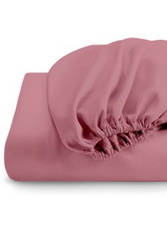 Rest 3-Piece Mauve Plush 160X200+30Cm Fitted Bedsheet Set Includes 1 Deep Pocket Fitted Bedsheet And 2 Pillow Covers, Breathable And Machine Washable  - Image 1