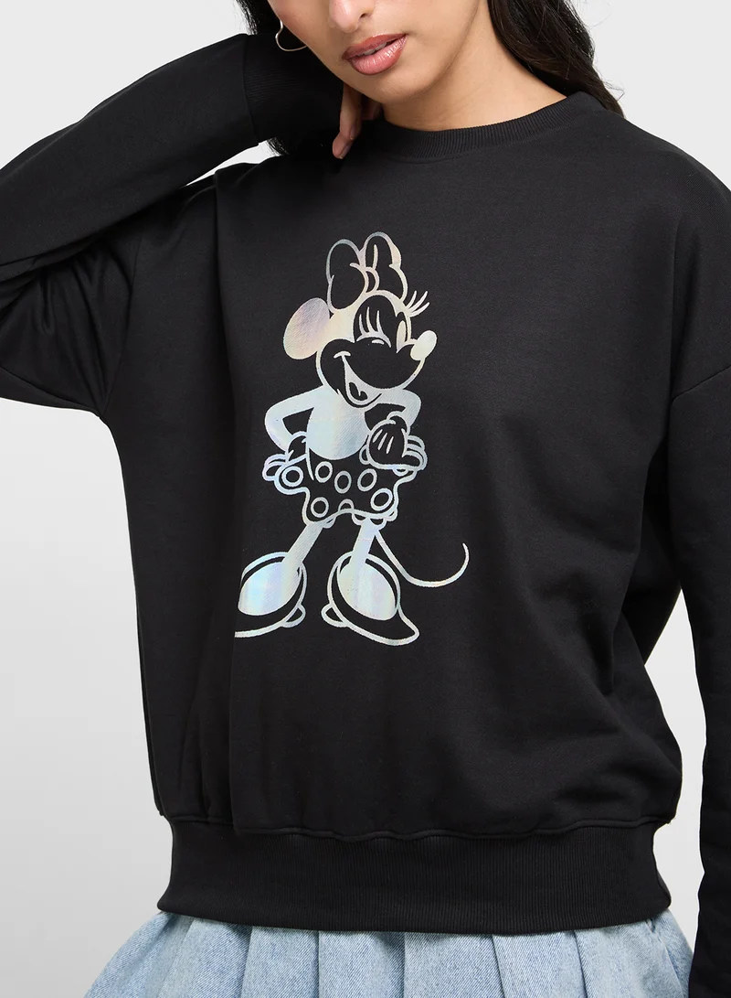 Disney Minnie Oversize Foil Print Sweatshirt