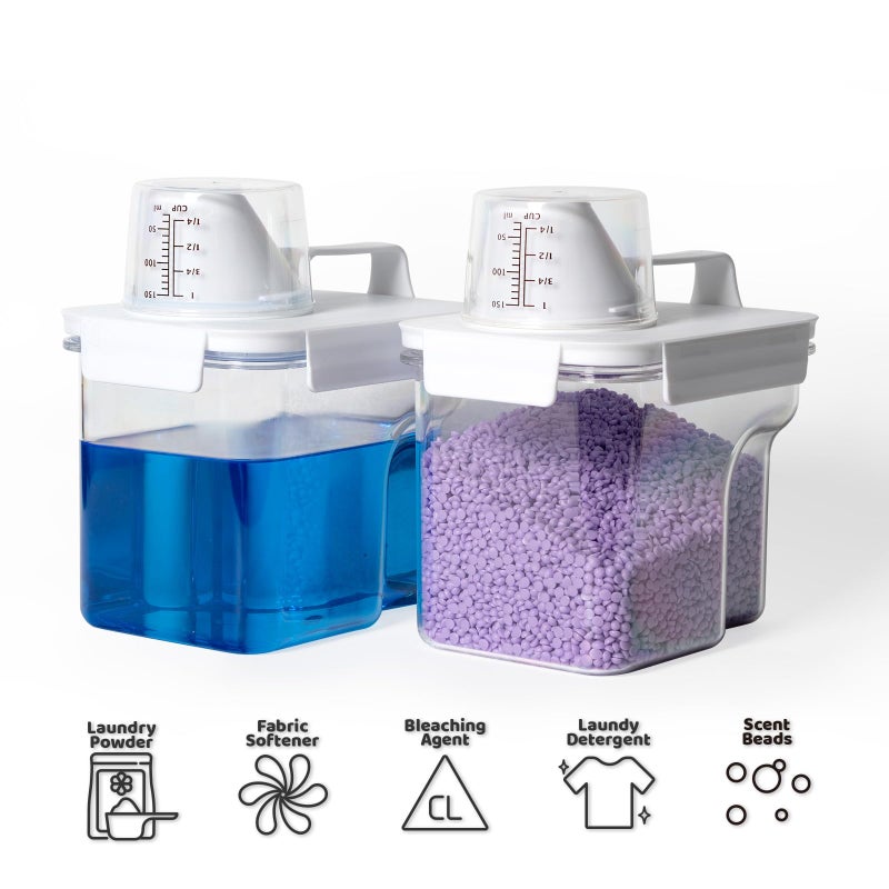 G2 GO2GETHER Laundry Detergent Container,2Pack -51oz Laundry Detergent Dispenser with 5 labels for Laundry Room, Laundry Scent Beads, Powder,Bleach,Soap,Fabric Softener Storage and Organization. - Image 2