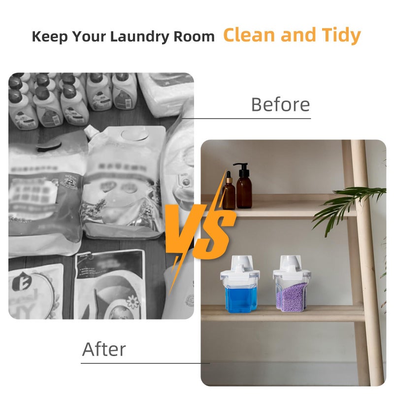 G2 GO2GETHER Laundry Detergent Container,2Pack -51oz Laundry Detergent Dispenser with 5 labels for Laundry Room, Laundry Scent Beads, Powder,Bleach,Soap,Fabric Softener Storage and Organization. - Image 3
