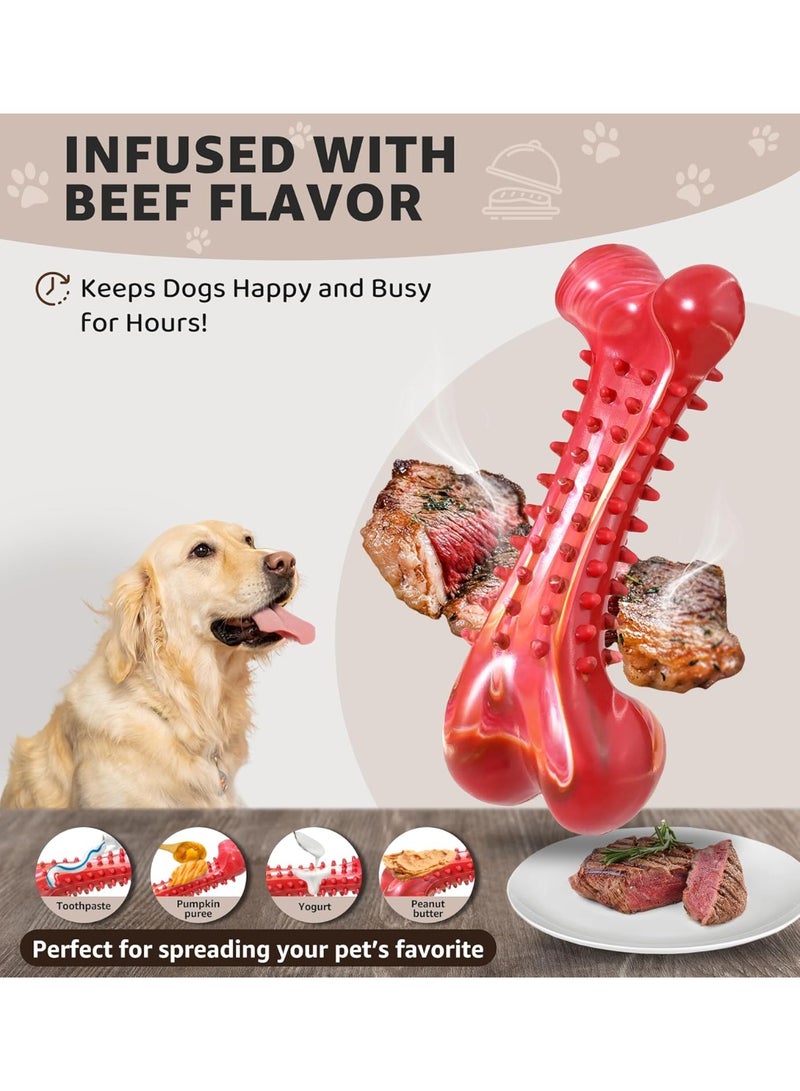 Dog Chew Toy for Aggressive Chewers, Tough Natural Rubber Bone with Irresistible Beef Flavor, Long-Lasting Teeth Cleaning  Reduce Boredom, Durable Dog Dental Toy for Small Medium Large Breeds - Image 3