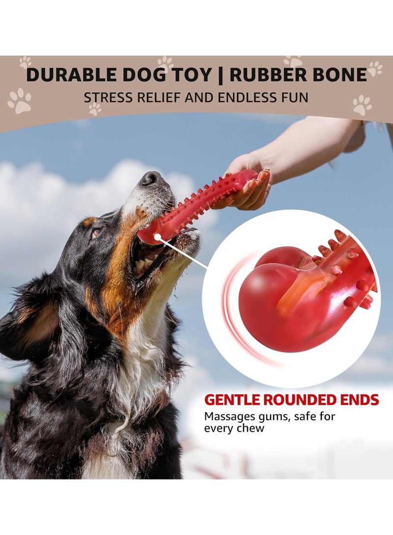 Dog Chew Toy for Aggressive Chewers, Tough Natural Rubber Bone with Irresistible Beef Flavor, Long-Lasting Teeth Cleaning  Reduce Boredom, Durable Dog Dental Toy for Small Medium Large Breeds - Image 2