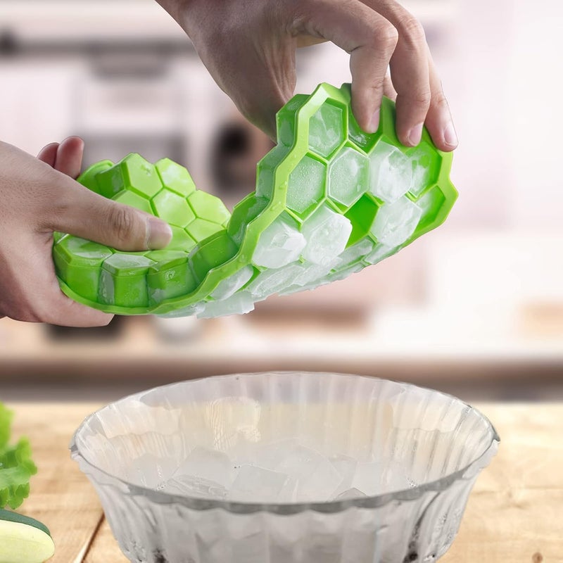 AIMERS Ice Cube Molds with Sealing Lid 37 Hole Hexagonal Tray BPAFree Reusable for Whiskey Cocktail Iced Coffee Bar Drinks Food Chilled Drinks Safe Flexible Ice Cube Molds 2pcs - Image 5