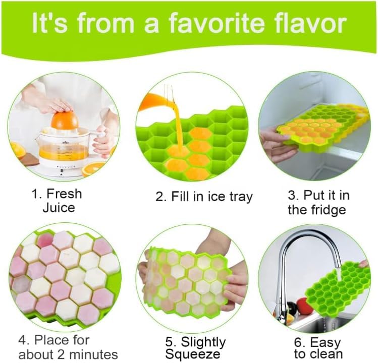 AIMERS Ice Cube Molds with Sealing Lid 37 Hole Hexagonal Tray BPAFree Reusable for Whiskey Cocktail Iced Coffee Bar Drinks Food Chilled Drinks Safe Flexible Ice Cube Molds 2pcs - Image 4