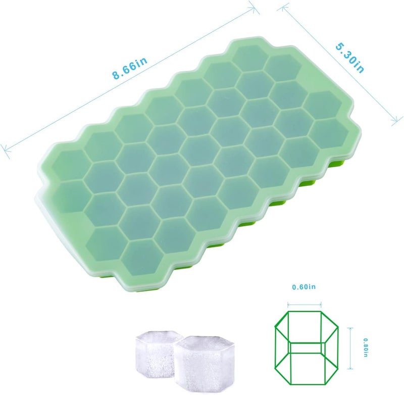 AIMERS Ice Cube Molds with Sealing Lid 37 Hole Hexagonal Tray BPAFree Reusable for Whiskey Cocktail Iced Coffee Bar Drinks Food Chilled Drinks Safe Flexible Ice Cube Molds 2pcs - Image 3