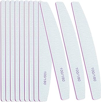 OWill 12 PCS Professional Nail Files 100180 Grit Four of Each Nail Buffer Files Double Sided Emery Board Manicure Tools for Home and Salon White - Image 1