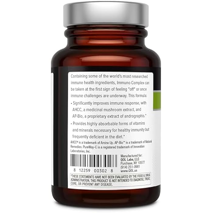 Quality of Life مركب المناعة – يشمل مستخلص فطر AHCC، فيتامين C، فيتامين D3، نحاس، زنك - Image 3