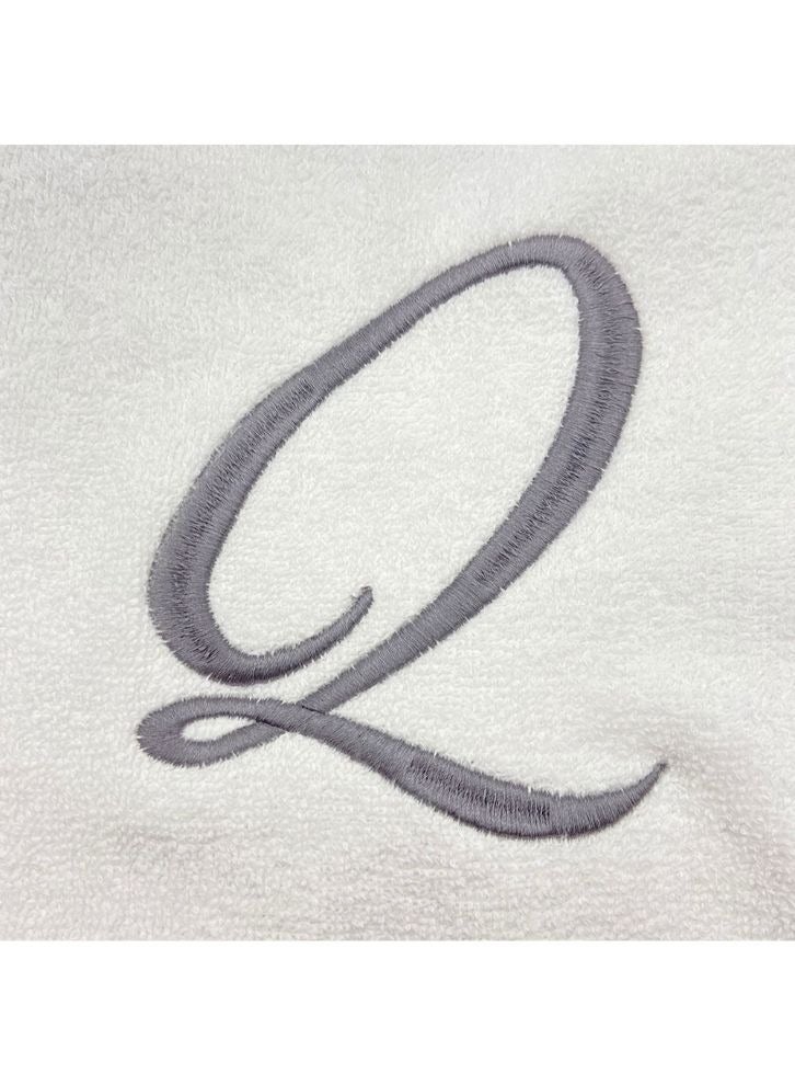 BYFT Embroidered For You (White) Luxury Monogrammed Towels (Set of 1 Hand & 1 Bath Towel 50x80,70x140 Cm) 100% Cotton, Quick dry Bath Linen -600 Gsm (Silver Letter Q) - Image 3