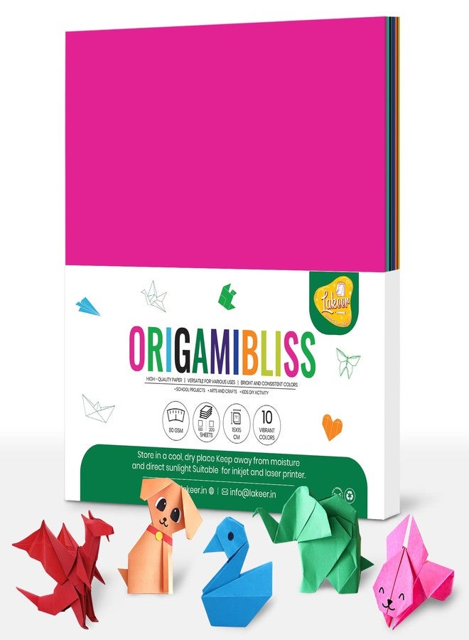 Lakeer Origami Paper 15 cm X 15 cm Pack of 100 Sheets Fluorescent Color Both Side Coloured for Origami, Scrapbooking, Hobby Crafts, Project Work - Image 1