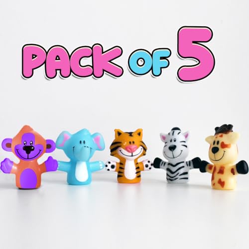 Wembley 5 Pcs Jungle Animal Finger Puppet Toy for Kids,Mini Squishy Figures Toys for Boys & Girls,Great As Party Favors,Shows,Playtime,Schools,Ideal As Return Gifts,Role Play Toys(Animals),Multicolor - Image 3