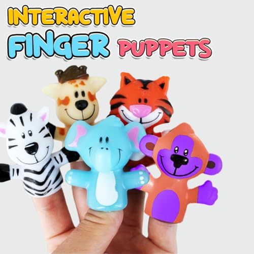 Wembley 5 Pcs Jungle Animal Finger Puppet Toy for Kids,Mini Squishy Figures Toys for Boys & Girls,Great As Party Favors,Shows,Playtime,Schools,Ideal As Return Gifts,Role Play Toys(Animals),Multicolor - Image 2