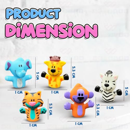 Wembley 5 Pcs Jungle Animal Finger Puppet Toy for Kids,Mini Squishy Figures Toys for Boys & Girls,Great As Party Favors,Shows,Playtime,Schools,Ideal As Return Gifts,Role Play Toys(Animals),Multicolor - Image 4