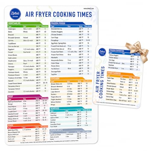 LOTTELI KITCHEN Air Fryer Magnetic Cheat Sheet Set - Air Fryer Accessories Cookbook - Easy to Use AirFryer Time Chart As Seen on the Today Show - Quick Reference Cooking Guide for Frying (White) - Image 1