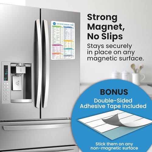 LOTTELI KITCHEN Air Fryer Magnetic Cheat Sheet Set - Air Fryer Accessories Cookbook - Easy to Use AirFryer Time Chart As Seen on the Today Show - Quick Reference Cooking Guide for Frying (White) - Image 5