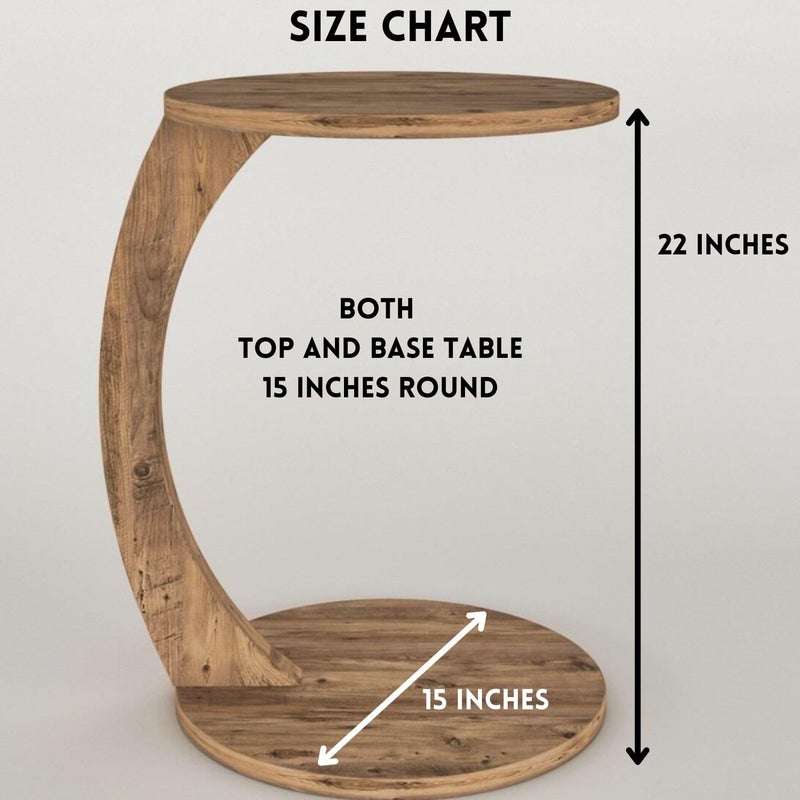 Furpinea C Shaped End Table for Couch Small Places, Space Saver Round Side Table for Sofa and Bedside with Wheels, Coffee and Eating Snack Time Tray for Living Room, Office (Natural) - Image 5