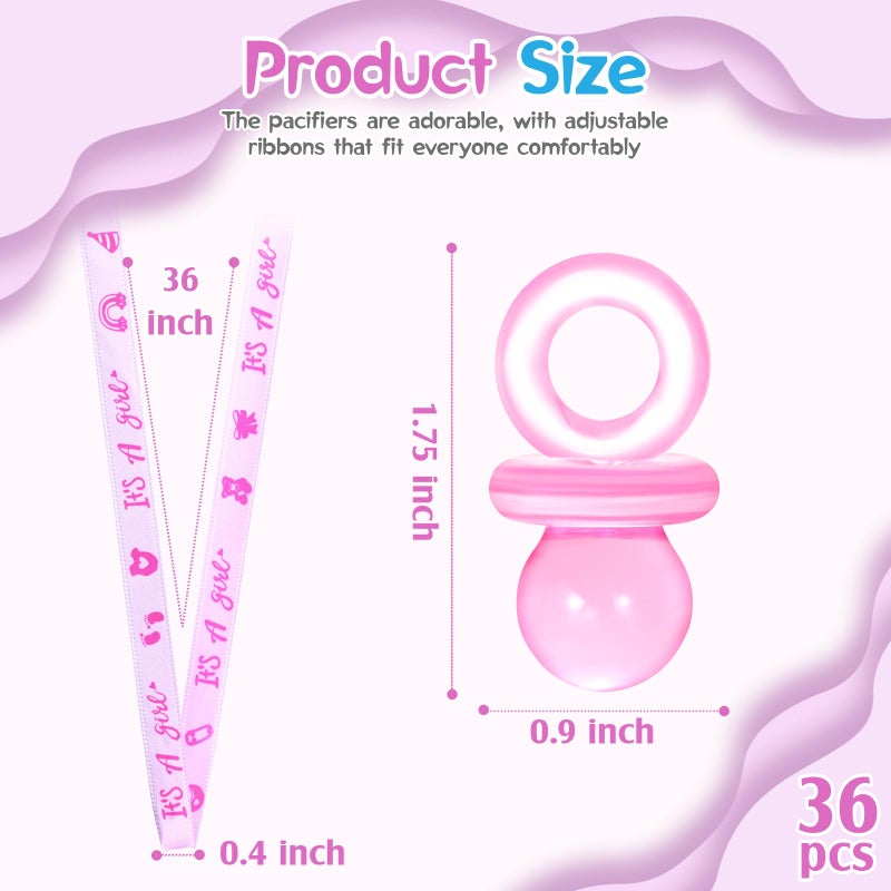 ZYFLSQ 36 Pieces Baby Shower Pacifiers Necklace, Cute Acrylic Pacifier Necklaces for Baby Shower Games Charm, Party Favors, Gender Reveal Necklaces Decorations DIY, Gender Reveal Table Scatter(Blue&Pink) - Image 2