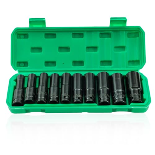 Homdum 10pcs Deep Impact Socket Set Universal Socket Metric Drive Hex Long Socket Set Wrench For Air Pneumatic Repair Tools 8-24MM Size - Image 1