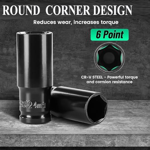 Homdum 10pcs Deep Impact Socket Set Universal Socket Metric Drive Hex Long Socket Set Wrench For Air Pneumatic Repair Tools 8-24MM Size - Image 5