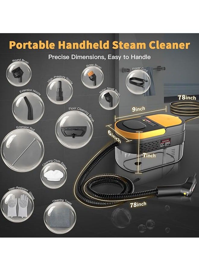 Arabest Steam Cleaner, 3-Level Adjustable Handle, 15s Heat-Up, 1.69 Quarts Tank, Portable Steamer for Cleaning with 11 pcs Accessories, Steam Cleaner for Home for Dirt, Grease, Grout, Tile,Floor,Couch and Car - Image 4